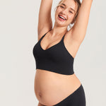 Women's Ribbed V Neck Nursing Bralette Black