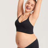 Women's Ribbed V Neck Nursing Bralette Black