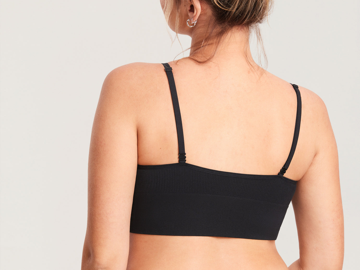 Women's Ribbed V Neck Nursing Bralette Black