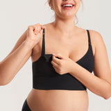 Women's Ribbed V Neck Nursing Bralette Black