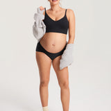 Women's Ribbed V Neck Nursing Bralette Black