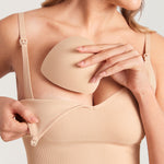 Women's Ribbed V Neck Nursing Bralette Beige
