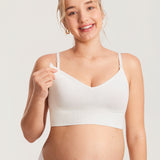 Women's Ribbed V Neck Nursing Bralette Iceland White