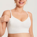 Women's Ribbed V Neck Nursing Bralette Iceland White
