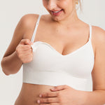Women's Ribbed V Neck Nursing Bralette Iceland White