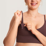 Women's Ribbed V Neck Nursing Bralette Hazelnut