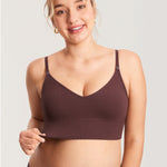 Women's Ribbed V Neck Nursing Bralette Hazelnut