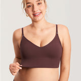 Women's Ribbed V Neck Nursing Bralette Hazelnut