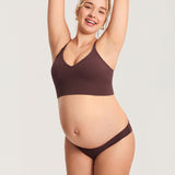 Women's Ribbed V Neck Nursing Bralette Hazelnut