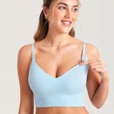 Women's Ribbed V Neck Nursing Bralette Light Glacier