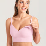 Women's Ribbed V Neck Nursing Bralette Sweet Pink