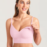 Women's Ribbed V Neck Nursing Bralette Sweet Pink