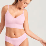 Women's Ribbed V Neck Nursing Bralette Sweet Pink