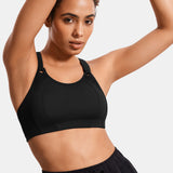 Women's Racerback Front Adjustable Sports Bra Black