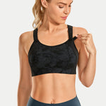 Women's Racerback Front Adjustable Sports Bra Tie Dye Smoke Ink