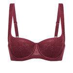 Women's Floral Lightly Lined Balconette Bra Dark Red