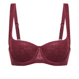 Women's Floral Lightly Lined Balconette Bra Dark Red
