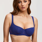 Women's Floral Lightly Lined Balconette Bra Starshine Blue