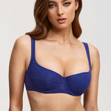 Women's Floral Lightly Lined Balconette Bra Starshine Blue