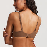 DOBREVA Women's Lightly Padded Balconette Bra Tshirt Underwire Demi Sandalwood Brown-2