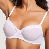 Women's Lacy Mesh Balconette Bra White