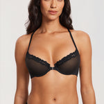 Women's Lacy Mesh Front Closure Bra Black