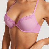 Women's Lacy Mesh Front Closure Bra Barbie Powder