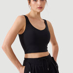 CRZ YOGA Women's Yoga Low support Butterluxe Longline Bra U-back Black