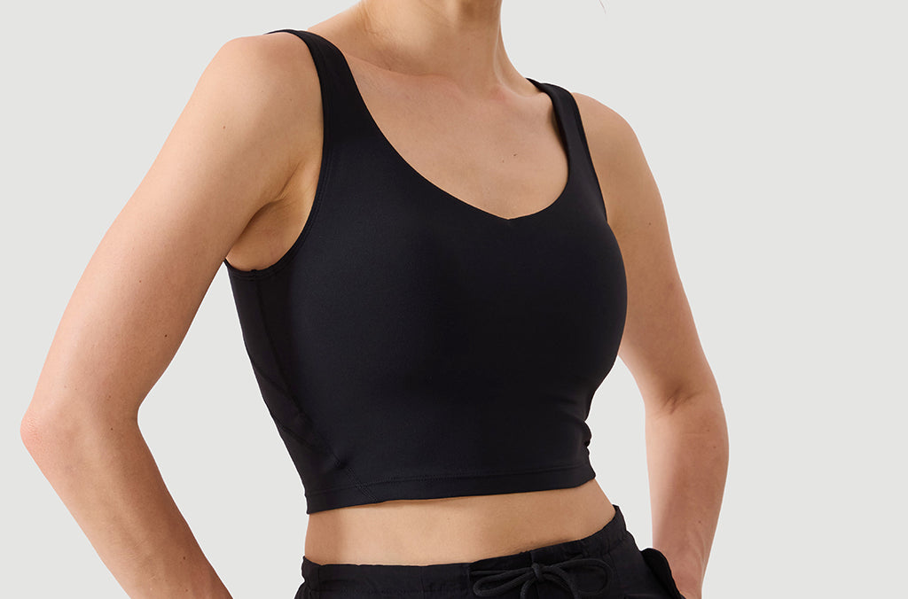 CRZ YOGA Women's Yoga Low support Butterluxe Longline Bra U-back Black