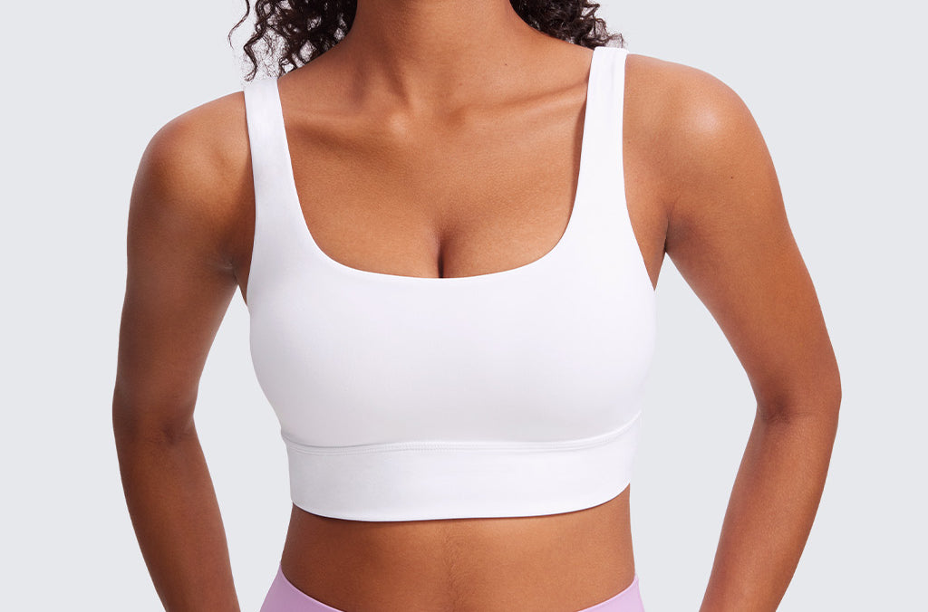 CRZ YOGA Women's U Back Sports Bra White