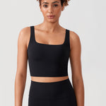 CRZ YOGA Women's Square Neck Longline Sports Bra Black