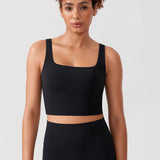 CRZ YOGA Women's Square Neck Longline Sports Bra Black