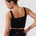CRZ YOGA Women's Square Neck Longline Sports Bra Black