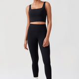 CRZ YOGA Women's Square Neck Longline Sports Bra Black