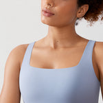CRZ YOGA Women's Square Neck Longline Sports Bra Cambric Blue