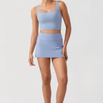 CRZ YOGA Women's Square Neck Longline Sports Bra Cambric Blue