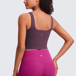 CRZ YOGA Women's Square Neck Longline Sports Bra Grape Thistle Purple