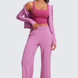 CRZ YOGA Women's Square Neck Longline Sports Bra Washed Mauve