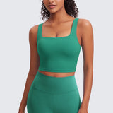 CRZ YOGA Women's Square Neck Longline Sports Bra Cascadia Green