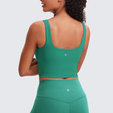 CRZ YOGA Women's Square Neck Longline Sports Bra Cascadia Green