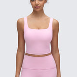 CRZ YOGA Women's Square Neck Longline Sports Bra Vita Pink