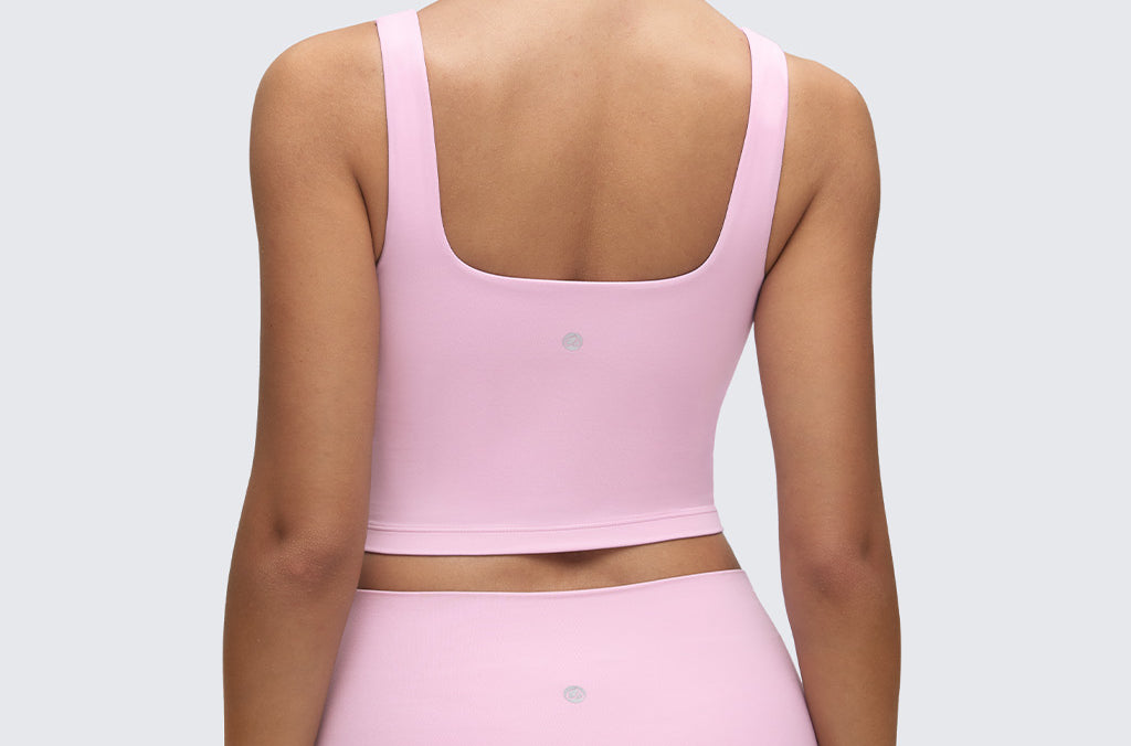 CRZ YOGA Women's Square Neck Longline Sports Bra Vita Pink