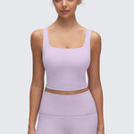 CRZ YOGA Women's Square Neck Longline Sports Bra Lilac Air