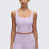 CRZ YOGA Women's Square Neck Longline Sports Bra Lilac Air