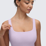 CRZ YOGA Women's Square Neck Longline Sports Bra Lilac Air