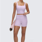 CRZ YOGA Women's Square Neck Longline Sports Bra Lilac Air