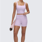 CRZ YOGA Women's Square Neck Longline Sports Bra Lilac Air