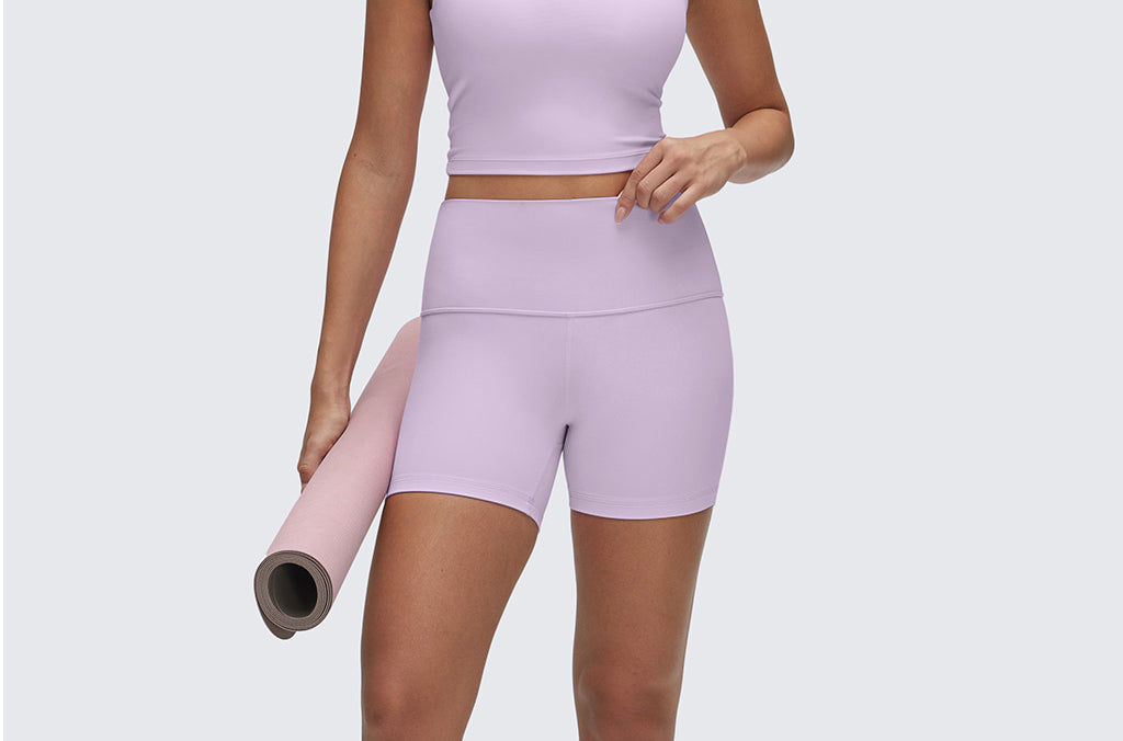 CRZ YOGA Women's Square Neck Longline Sports Bra Lilac Air