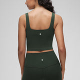 CRZ YOGA Women's Square Neck Longline Sports Bra Legend Green