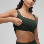 CRZ YOGA Women's Square Neck Longline Sports Bra Legend Green